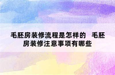 毛胚房装修流程是怎样的   毛胚房装修注意事项有哪些